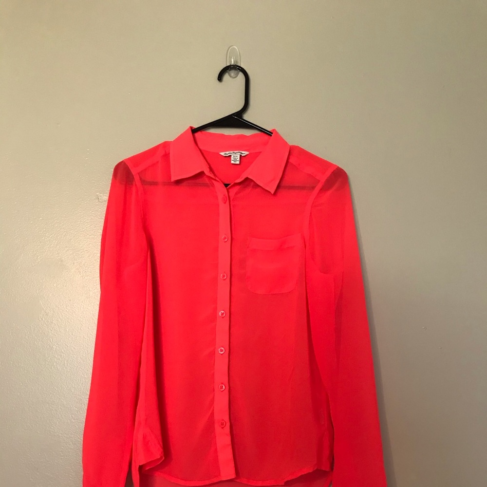 American Eagle Outfitters Sheer Chiffon Button Up